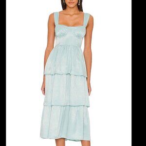 NWOT WeWoreWhat Blue Corset Sateen Midi Dress